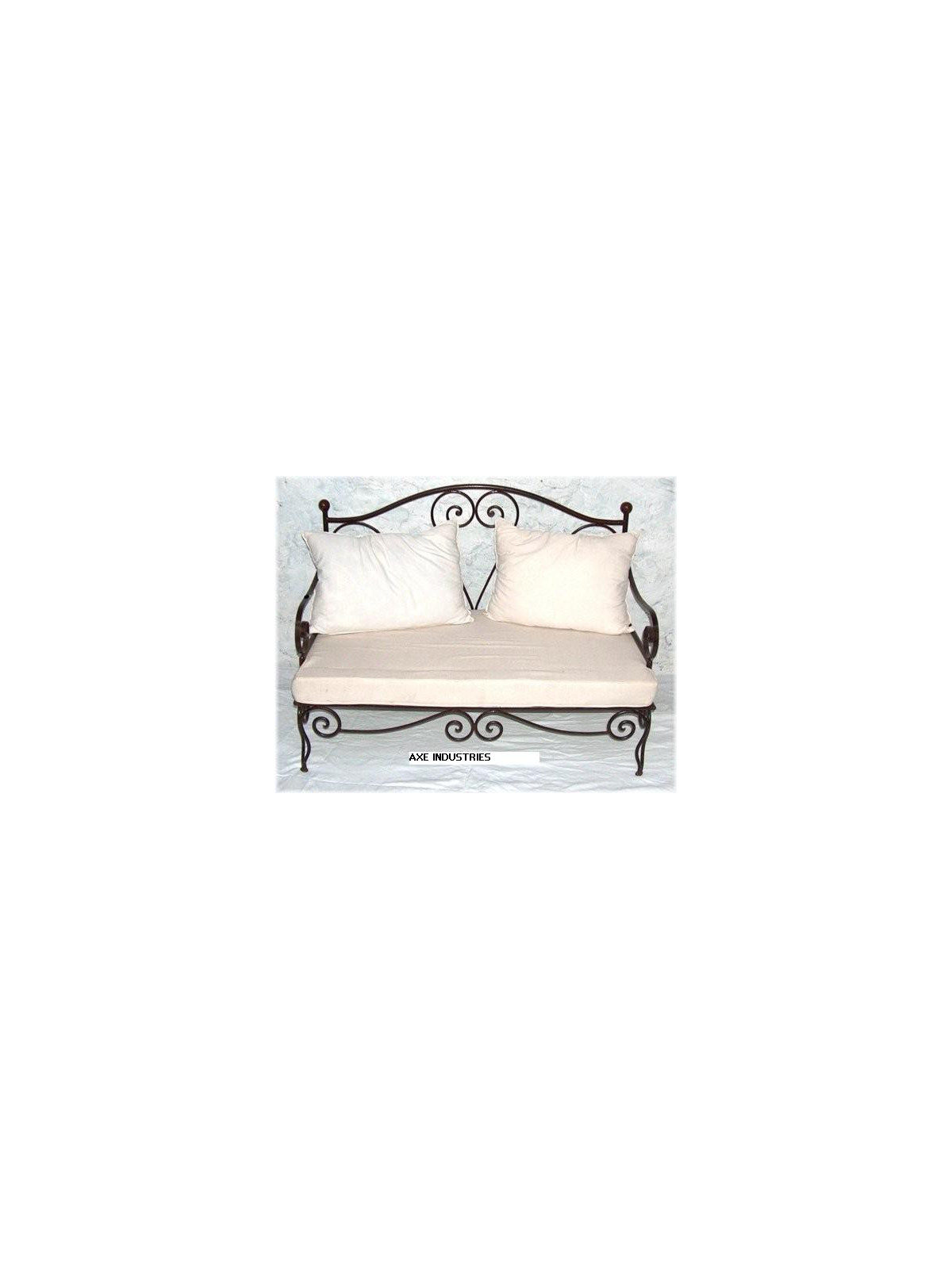 Canapé Antoinette fer forgé 1.60m X 0.60m assise écrue comprise