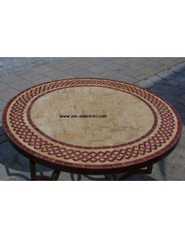 Table ronde  avec piétement simple en fer forgé et plateau zellige Modèle Elisabeth