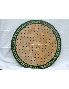 Table ronde avec piétement simple en fer forgé et plateau zellige Modèle Casablanca