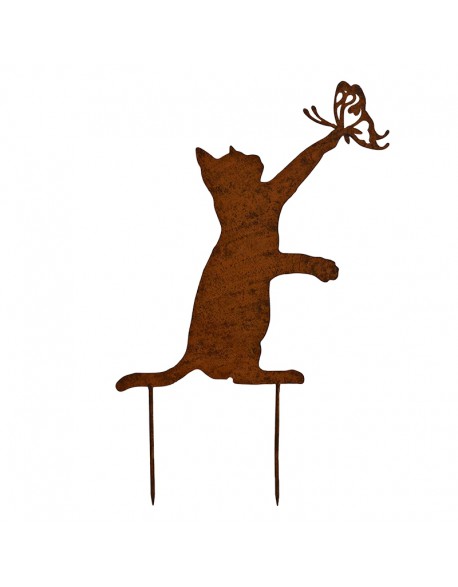 Silhouette chat assis intrigué - déco de jardin en métal, vente au meilleur  prix