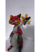 Chat avec fleur  en métal  recyclé