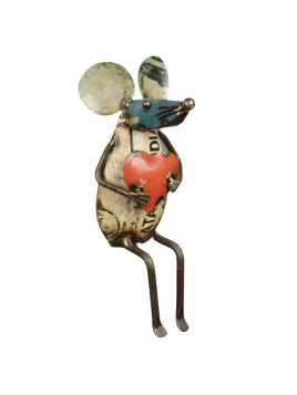 Souris coeur  assise en...