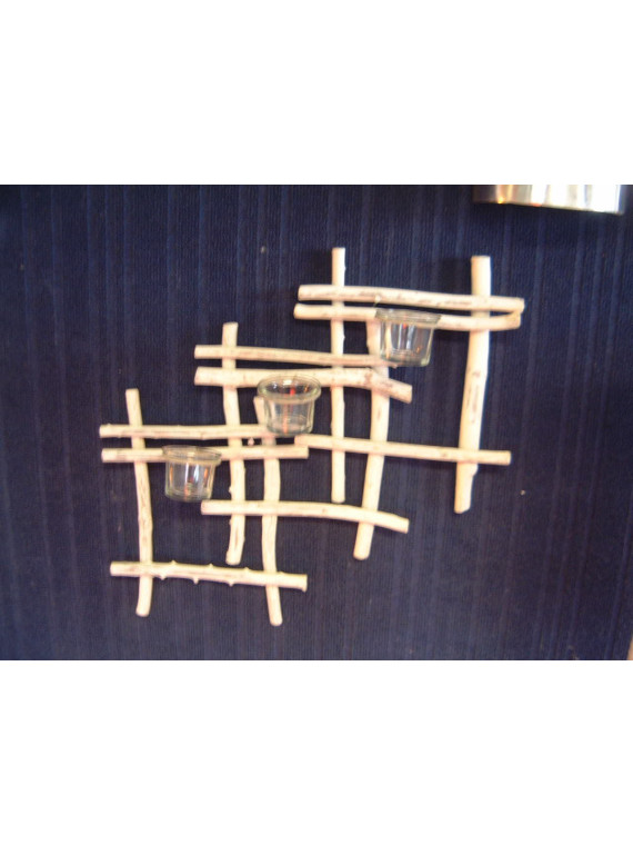 Photophore mural en bois et verre naturel