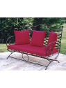 MERIDIENNE COQUELICOT EN FER FORGE 1.60M X 0.60M AVEC ASSISE BLANCHE FOURNIE